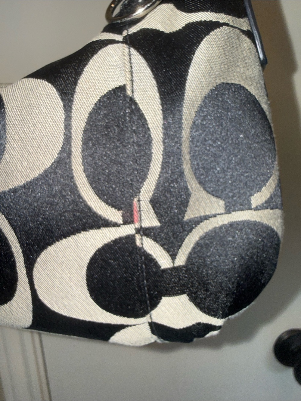 Coach Poppy Y2K Signature Shoulder Bag Black Canvas Silver Metallic Strap Charm - Picture 15 of 15